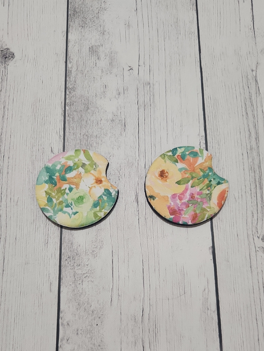 New Car Coasters Tropical Floral Print Rubber Gripped